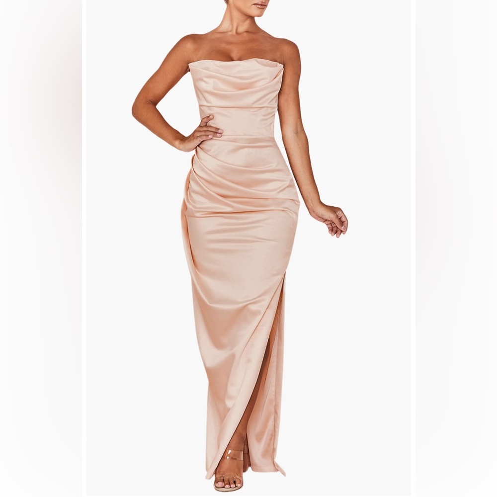 Adrienne Satin Strapless Gown